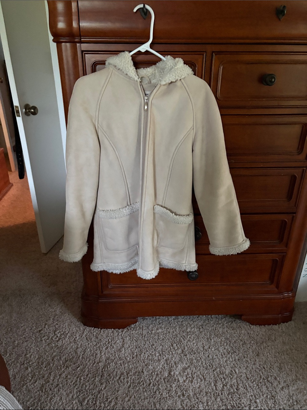 Westbound Cream Hooded Sherpa Jacket
